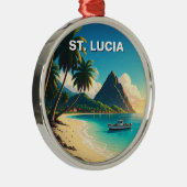 St. Lucia Caribbean reizen Metalen Ornament (Rechts)