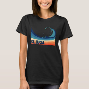 St Lucia Caribische Retro Surf Zeilen & Vissen Vak T-shirt