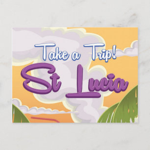 St Lucia-cartoonreclameposter. Briefkaart