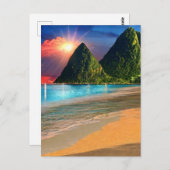 St. Lucia De Pitons Zonsopgang Briefkaart (Voorkant / Achterkant)