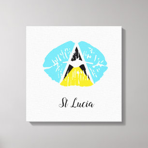 St Lucia Drapeau lèvres toile Imprimer