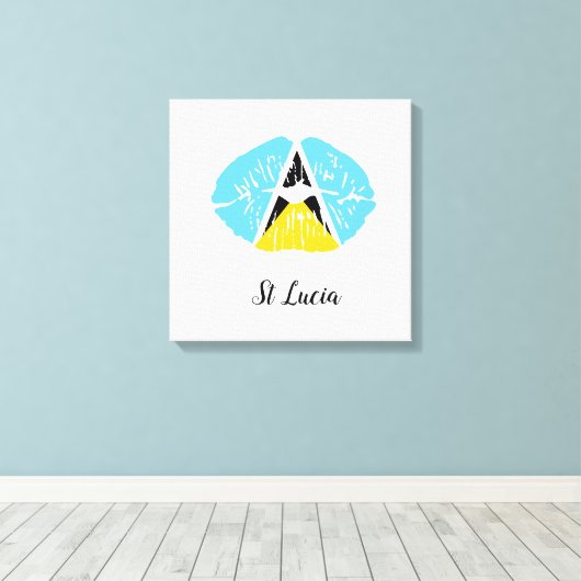 St. Lucia Flag lips Canvas Print (Insitu (Houten vloer))