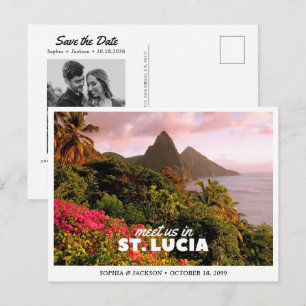 St. Lucia Trouw Save the Date Reis Retro Briefkaart