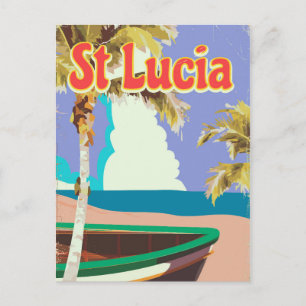 St Lucia vintage strand reisposter Briefkaart