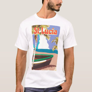 St Lucia vintage strand reisposter T-shirt