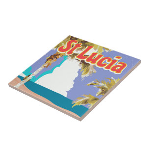 St Lucia vintage strand reisposter Tegeltje