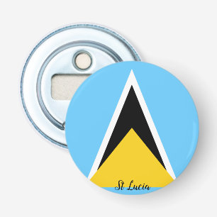 St Lucia Vlag Flesopener Button Flesopener