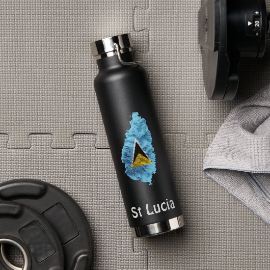 St Lucia Vlag Kaart Waterfles (Gym)