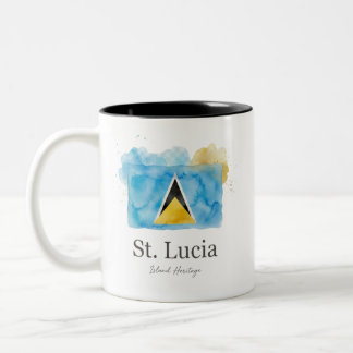 St. Lucia-waterverf vlag | Caraïbisch erfgoed Tweekleurige Koffiemok