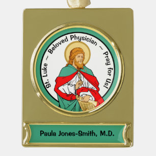 St. Luke, Beloved Physician (RLS 08; MedVers.) Verguld Banner Ornament