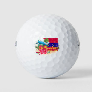 St. Maarten Retro Caribbean Island Plane Golfballen