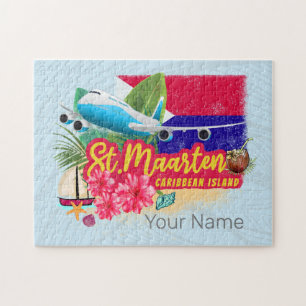 St. Maarten Retro Caribbean  Island Plane Legpuzzel