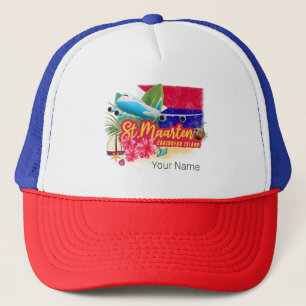 St. Maarten Retro Caribbean Island Plane Trucker Pet