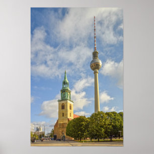 St. Mariakerk, Berlijn, Duitsland, Fernsehturm Poster