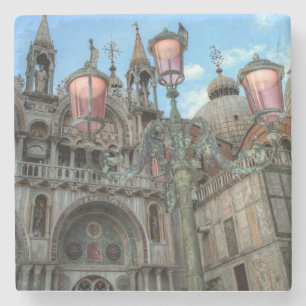 St. Marks and Lamp, Venice, Italië Stenen Onderzetter