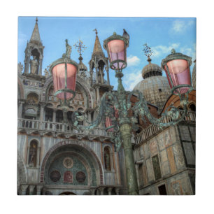 St. Marks and Lamp, Venice, Italië Tegeltje