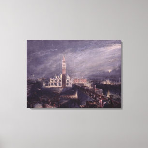 St. Mark's Place, Venice (Moonlight) gegraveerd do Canvas Afdruk