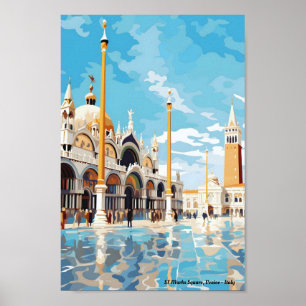 St Marks Square Venetië Italië Vintage Travel Poster