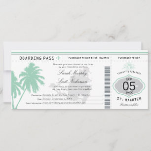 St. Martin Boarding Pass Destination Wedding Invit Kaart
