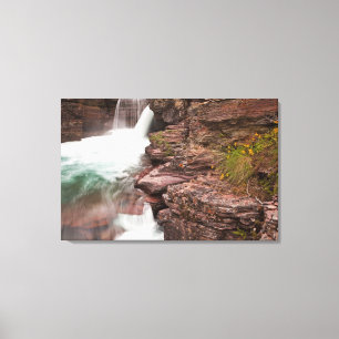 St Mary-watervallen in Glacier National Park in Canvas Afdruk