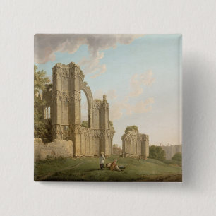 St Mary's Abbey, York, c.1778 (olie op doek) Vierkante Button 5,1 Cm