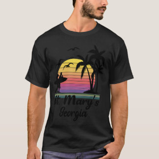 St. Mary's Georgia Seaside Retro Zonsondergang T-shirt