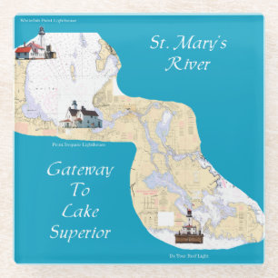 St. Mary's River Gateway to Lake Superior onderzet Glazen Onderzetter