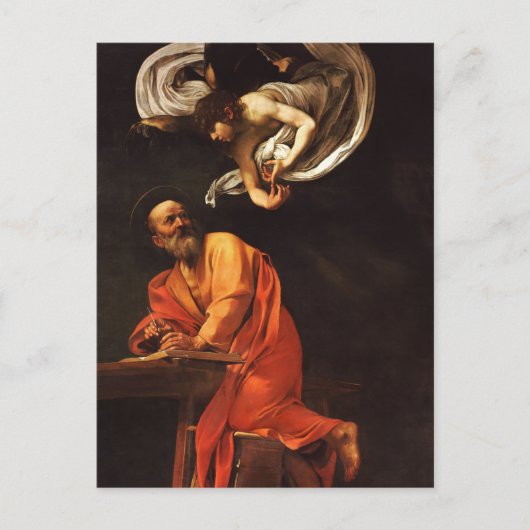 St. Matthew en de Engel van Caravaggio Briefkaart (Voorkant)
