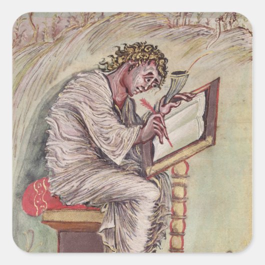 St. Matthew, van de Ebbo Gospels Vierkante Sticker (Voorkant)