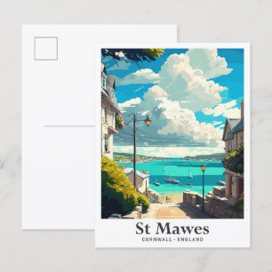 St Mawes Cornwall Engeland Reisillustratie Briefkaart