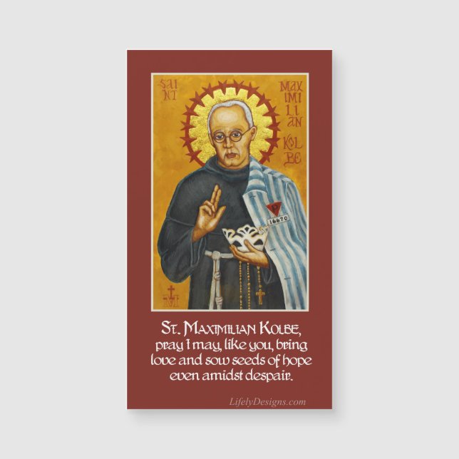 St. Maximilian Kolbe Icon Prayer Magnet (Voorkant)