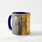 St.Michael aartsengel met duivel monogram perkamen Mok (Voorkant links)