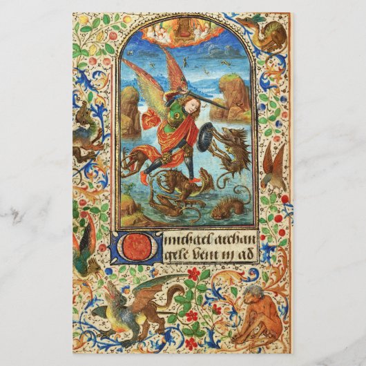 ST. MICHAEL ARCHANGEL EN DRAGON Vlaams Miniatuur Briefpapier (Achterkant)