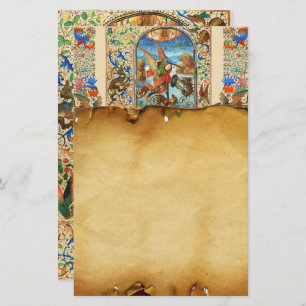 ST. MICHAEL ARCHANGEL EN DRAGON Vlaams Miniatuur Briefpapier