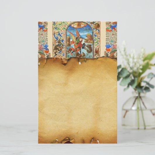 ST. MICHAEL ARCHANGEL EN DRAGON Vlaams Miniatuur Briefpapier (Staand voorkant)