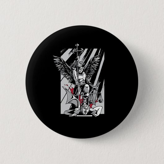 St Michael Archangel Evil Religion Faith Believer Ronde Button 5,7 Cm (Voorkant)