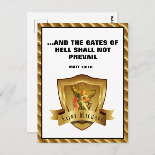St. MICHAEL ARCHANGEL SCRIPTURE BIBLE VERSE Postca Briefkaart (Voorkant / Achterkant)