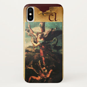 St. MICHAEL ARCHANGEL VANGUISHING SATAN Monogram iPhone X Hoesje