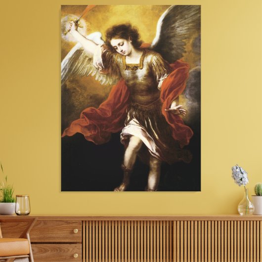 St Michael by Murillo Canvas Afdruk (Insitu (Woonkamer))