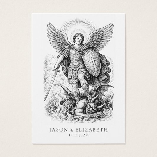 St. Michael Catholic Wedding Prayer Cards (Devant)