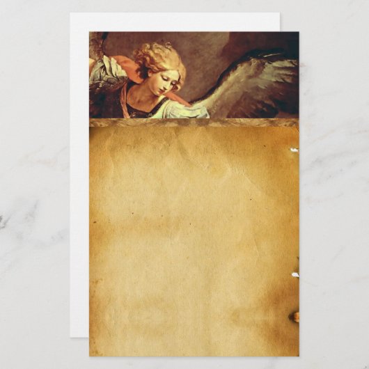 St Michael de Aartsengel, Bruin Perkament Briefpapier (Voorkant / Achterkant)