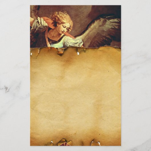 St Michael de Aartsengel, Bruin Perkament Briefpapier (Voorkant)