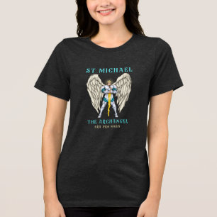 St. Michaël de Aartsengel Katholieke Gebedsshirt Tri-Blend Shirt