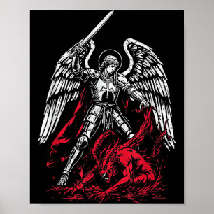 St. Michaël de Aartsengel verslaat Satan Katholiek Poster