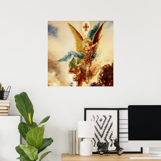 “St. Michael die Satan overwint” van Gustave Morea Poster (Thuiskantoor)