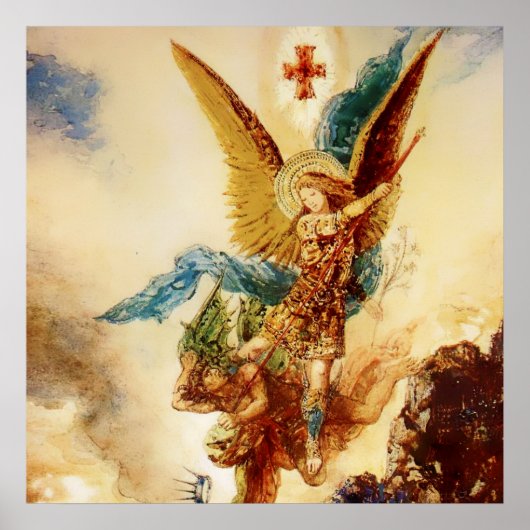 “St. Michael die Satan overwint” van Gustave Morea Poster (Voorkant)