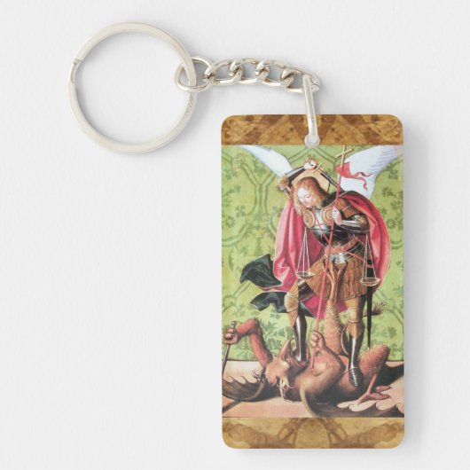 ST. MICHAEL, DRAGON EN JUSTITIE Gebed Perkament Sleutelhanger (Voorkant)