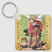 ST. MICHAEL, DRAGON EN JUSTITIE, Green Red Brown Sleutelhanger (Voorkant)