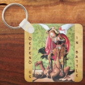 ST. MICHAEL, DRAGON EN JUSTITIE, Green Red Brown Sleutelhanger (Voorkant)