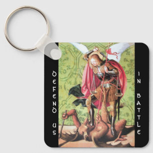 ST. MICHAEL, DRAGON EN JUSTITIE, Green Red Brown Sleutelhanger